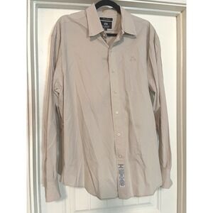 La Martina Buenos Aires Men's Button-Down‎ Shirt  Cream Tan Pima Cotton Size L